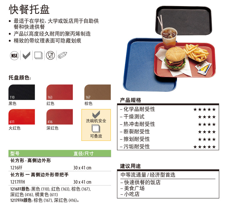 cambro 1216FF 快餐托盘